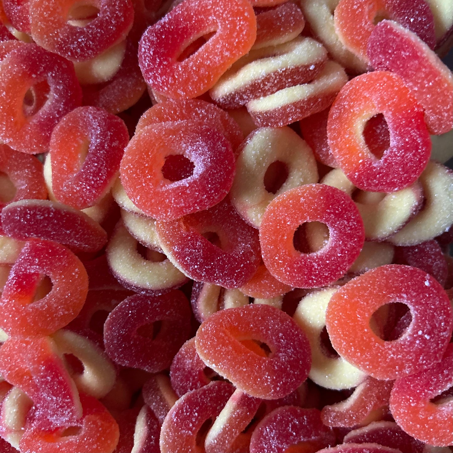 ANNEAUX PÊCHE SUCRÉS - 100GR