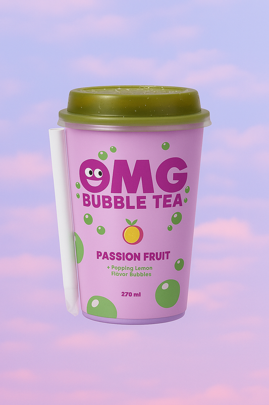OMG BUBBLE TEA PASSION FRUIT/APPLE BUBBLES 270ML - x1